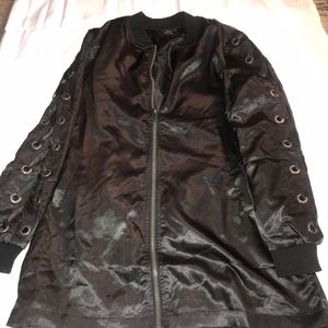 Black Satin Bomber Jacket